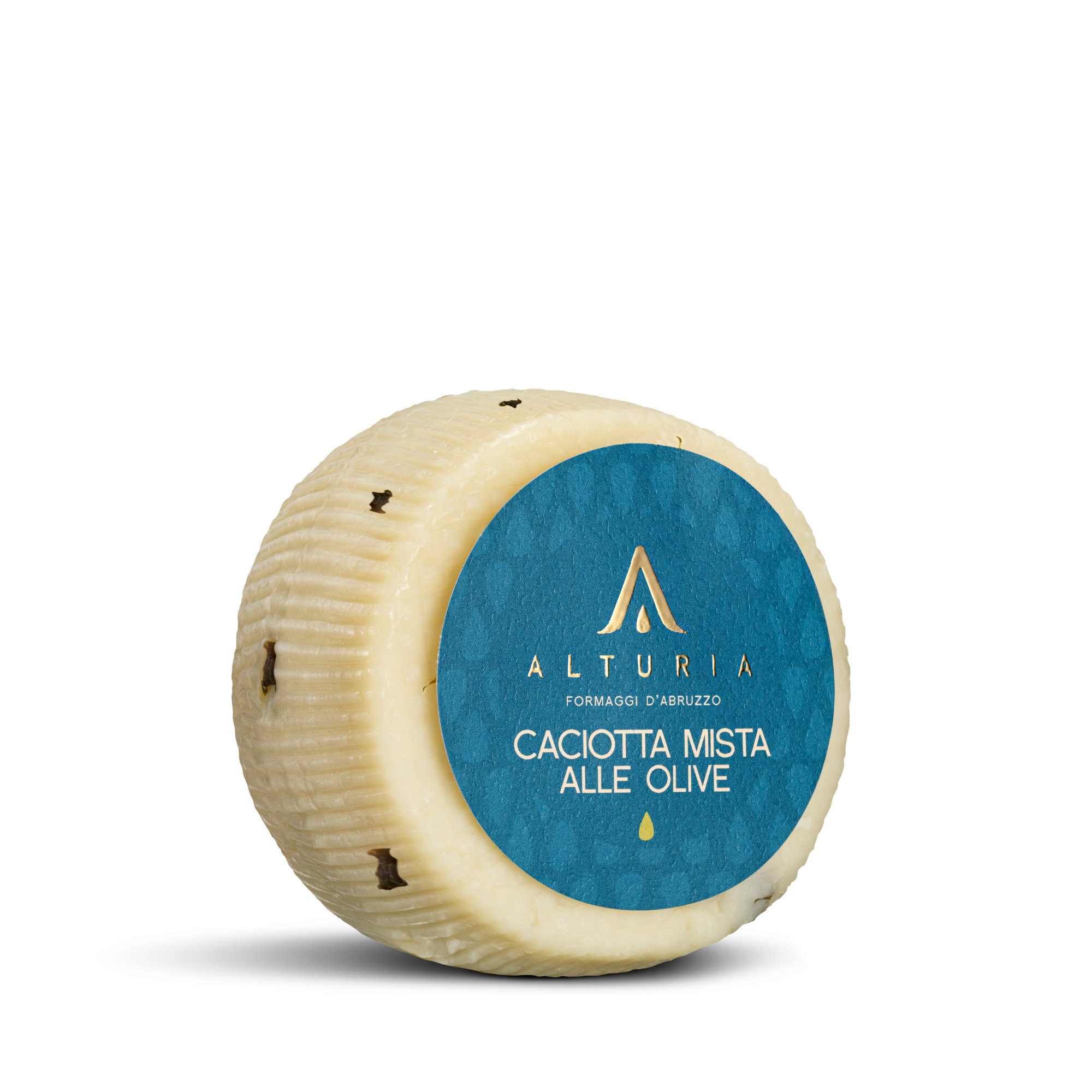 Caciotta alle olive verdi Alturia, formaggio artigianale prodotto in Abruzzo